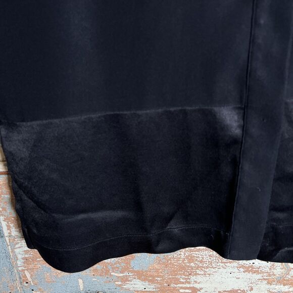 DANA BUCHMAN Button Down Black Dress Size 12 Satin Like Collar Cuffs Bottom Hem - Picture 4 of 14